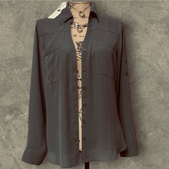 Express The Portofino Slim Fit $49 Blouse - Picture 2 of 9